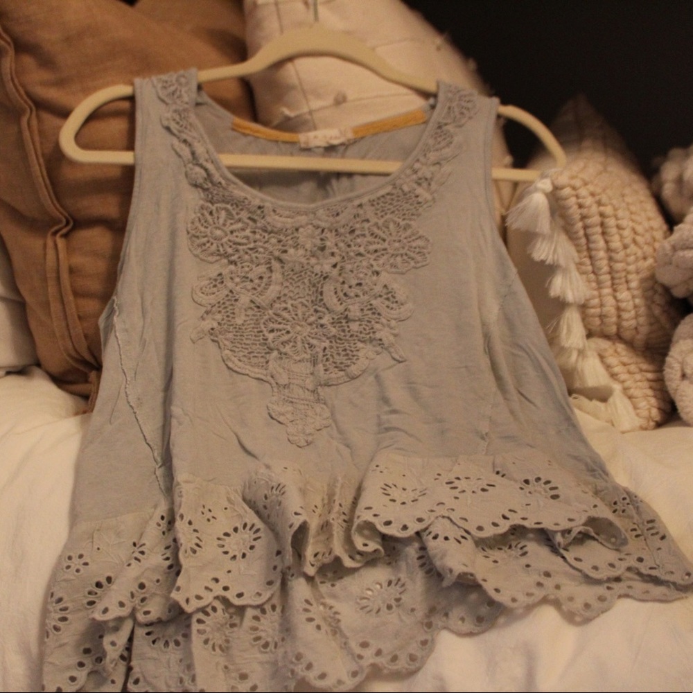 Altar’d State Sage Green Ruffle Tank Top